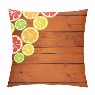 Personality  Lemon, Lime, Orange And Grapefruit On Wooden Background Pillow Covers