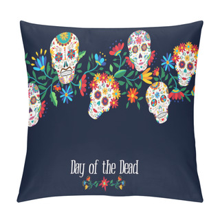 Personality  Day Of The Dead Flower Skull Background Design Pillow Covers