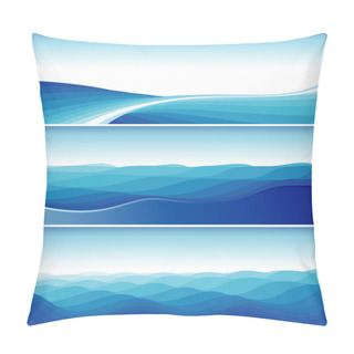 Personality  Set Of Blue Abstract Wave Backgrounds Pillow Covers