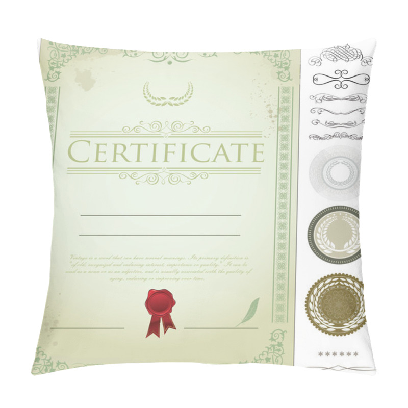 Personality  Certificate Template With Additional Design Elements Pillow Covers