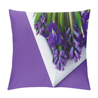 Personality  Top View Of Flowers On White Frame On Purple Surface Pillow Covers