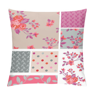 Personality  Delicate Pink Vector Rose Seamless Patterns And Elements. Pillow Covers