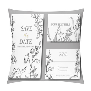 Personality  Vector Wildflower Floral Botanical Flowers. Black And White Engraved Ink Art. Wedding Background Card Decorative Border. Pillow Covers
