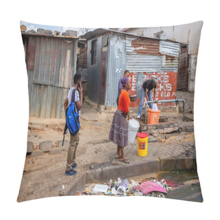 Personality  People Washing Clothes Along Roadside. Pillow Covers