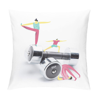 Personality  People Doing Sport Exercises On Dumbbells Pillow Covers
