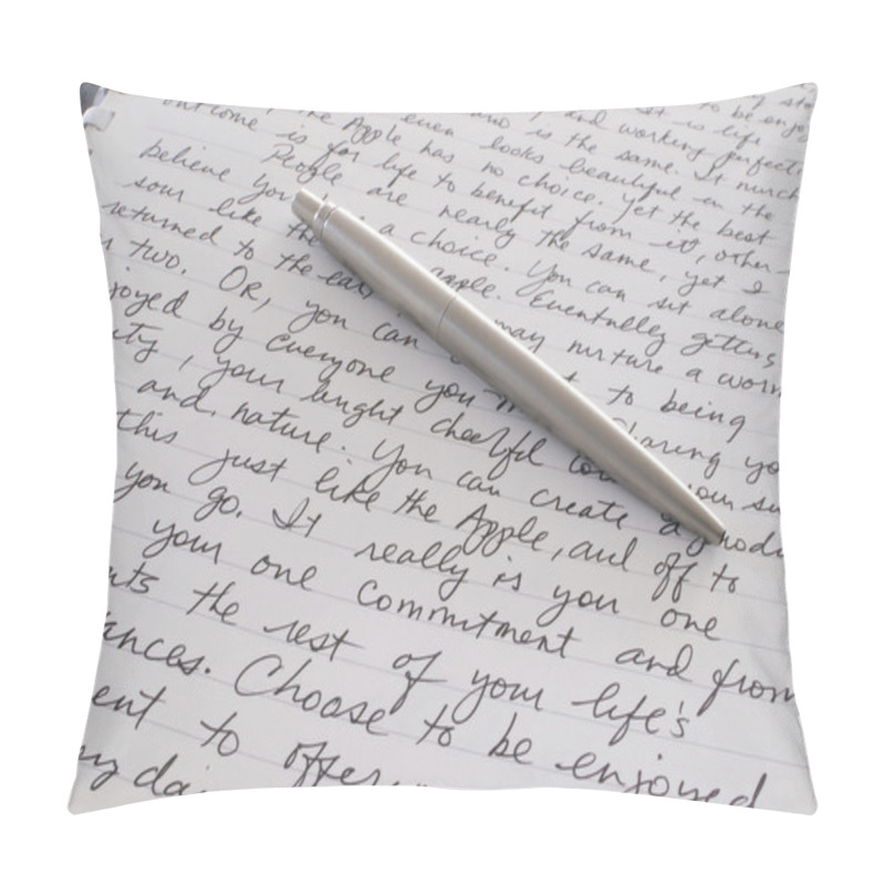 Personality  Stainless Steel Pen Laying On Written Page Pillow Covers