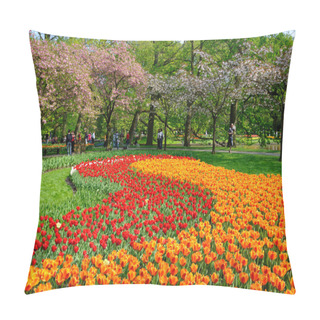 Personality  Red And Orange Tulips In Keukenhof Park In Holland Pillow Covers