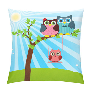 Personality  Owl Family Vector Pillow Covers