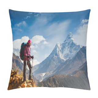 Personality  Hiking In Himalaya Mountains. Pillow Covers