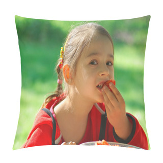 Personality  Girl Bites Tomato Pillow Covers