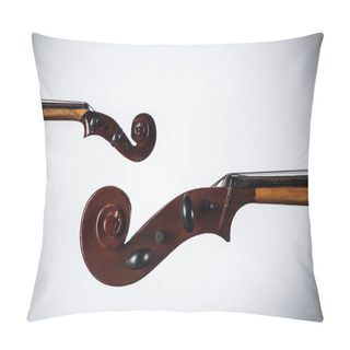 Personality  Close Up Of Classic Violoncello With Bow On White Background Pillow Covers