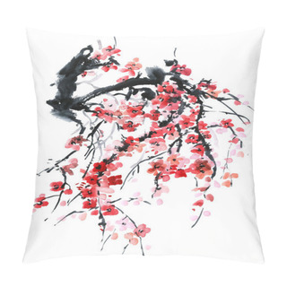 Personality  Sakura. Flowers Illustration.. Pillow Covers