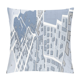 Personality  Imaginary Cadastral Map Of Territory With Buildings, Roads And Land Parcel - Imaginary Cadastral Map Of Territory With Buildings, Roads And Land Parcel - Web Banner Design Concept Pillow Covers