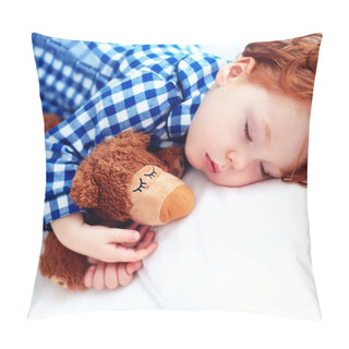 Personality  Adorable Redhead Toddler Baby Sleeping With Plush Toy In Flannel Pajamas Pillow Covers