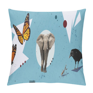 Personality  Wild Animals Creative Art Collage. Artwork For Your Interior. Printable Vertical Unique Posters. Pillow Covers