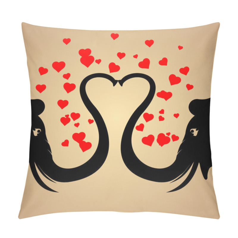 Personality  Vector Background With Elephants In Love. Pillow Covers