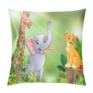 Personality  Cartoon Of The Nature Scene With Different Animals Pillow Covers