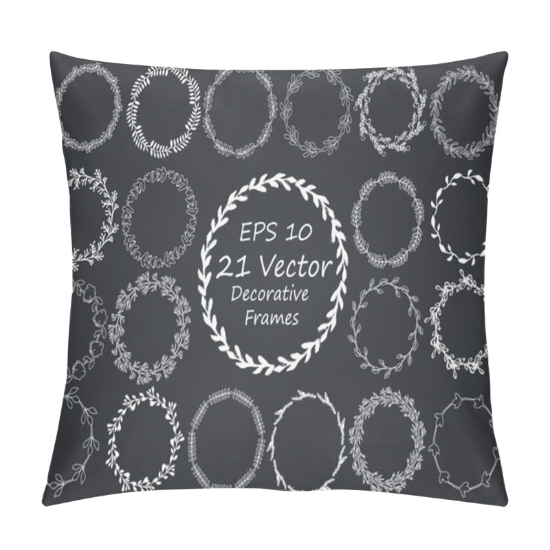 Personality  Floral Frame. Round handdrawn wreaths. pillow covers