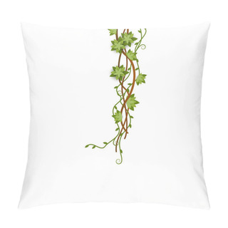 Personality  Green Jungle Vine Climbing Down With Entwined Branches With Flowers And Tendril. Pillow Covers