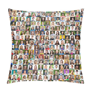 Personality  Collection Of Different Caucasian Women And Men Ranging From 18  Pillow Covers