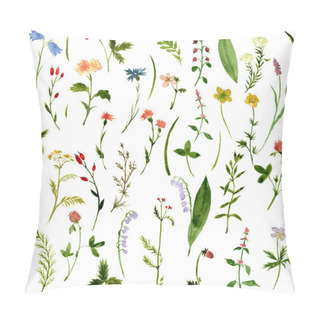 Personality  Set Of Watercolor Drawing Herbs And Flowers Pillow Covers