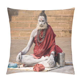 Personality  Indian Sadhu (holy Man). Varanasi, Uttar Pradesh, India. Pillow Covers