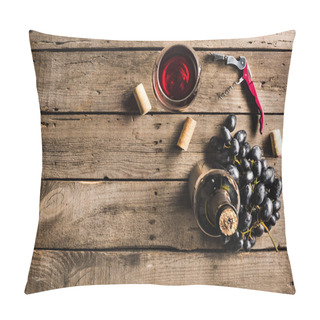 Personality  Bottle Of Wine, Wineglass And Grapes Pillow Covers