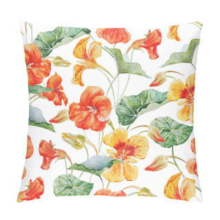 Personality  Watercolor Nasturtium Flower Pattern Pillow Covers