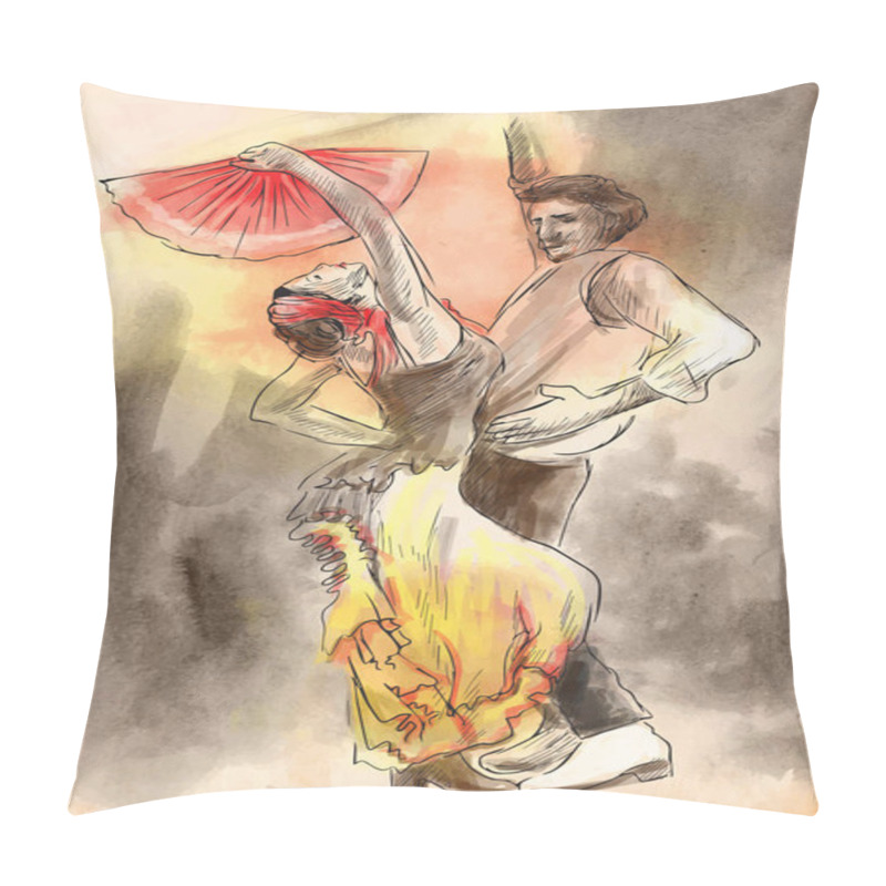 Personality  Flamenco - An hand painted vector illustration. pillow covers