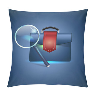 Personality  Briefcase And Magnifying Glass, Vector Pillow Covers