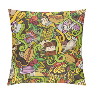 Personality  Cartoon Hand-drawn Doodles On The Subject Of Fast Food Seamless Pattern Pillow Covers