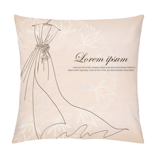 Personality  Invitation Decorated With Wedding Dress On A Hanger On Vintage Background Pillow Covers