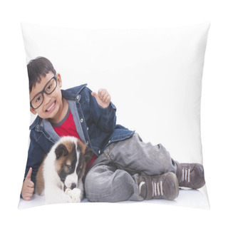 Personality  Boy And Thai Bangkaew Puppy Pillow Covers