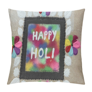 Personality  Happy Holi Rangoli Design On The Occassion Of Holi Festival. Rangoli Designs Sand Art Colourful Designs Pillow Covers