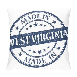 Personality  Made In West Virginia Blue Round Grunge Isolated Stamp Pillow Covers