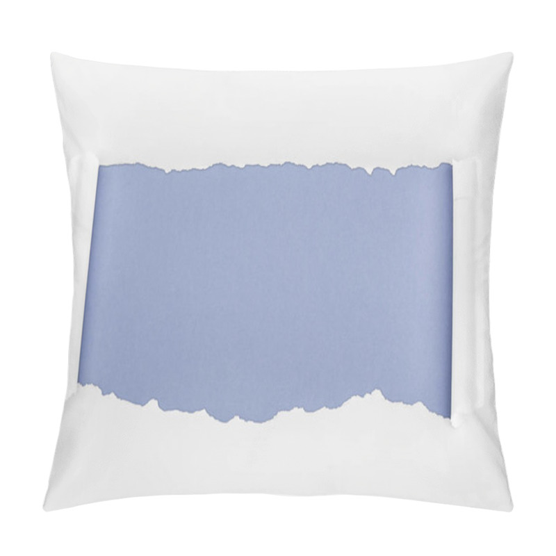 Personality  ripped white paper with rolled edges on blue background  pillow covers