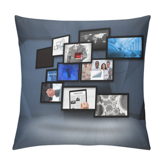 Personality  Many Screens Showing Business Images Pillow Covers