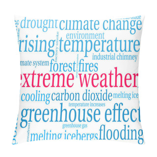Personality  Extreme Weather Word Cloud On A White Background.  Pillow Covers