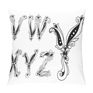 Personality  Floral Black And White Capital Letters Pillow Covers