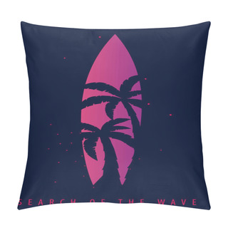 Personality  Surfing Graphic With Palms And Surfingboards. T-shirt Design And Print. Pillow Covers