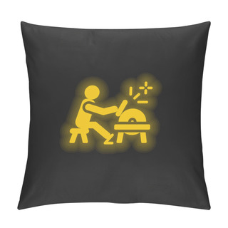 Personality  Blacksmith Yellow Glowing Neon Icon Pillow Covers