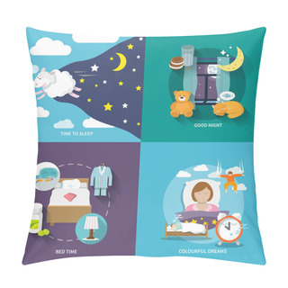 Personality  Sleep Time Icons Flat Pillow Covers