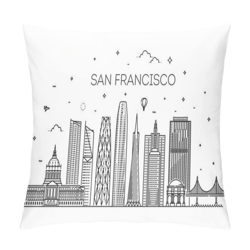 Personality  San Francisco city skyline vector background pillow covers