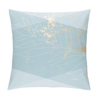 Personality  Abstract Floral Pastel Dusty  Blue  Gold  Background. Chic Trendy Tile With Botanical Motifs Pillow Covers