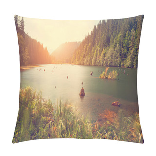 Personality  Mountain Lake With Sunset Pillow Covers