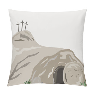 Personality  Easter Cave Stone. Vector Illustration. EPS 10. Pillow Covers