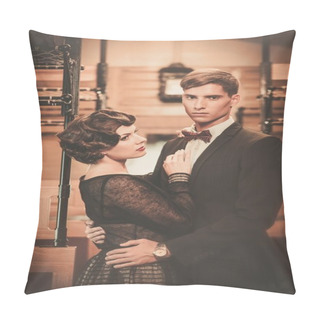 Personality  Beautiful Vintage Style Couple Inside Retro Train Coach Pillow Covers