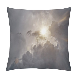 Personality  Dramatic Grey Sky With Sun Rays As Background Pillow Covers