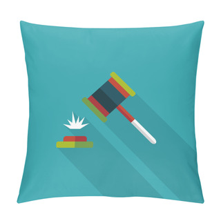Personality  Auction Hammer Flat Icon With Long Shadow,eps10 Pillow Covers
