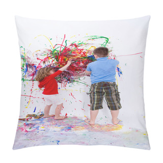 Personality  Siblings Painting Contemporary Art On White Wall Pillow Covers